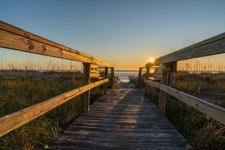 A boardwalk down to the beach A boardwalk down to the beach
