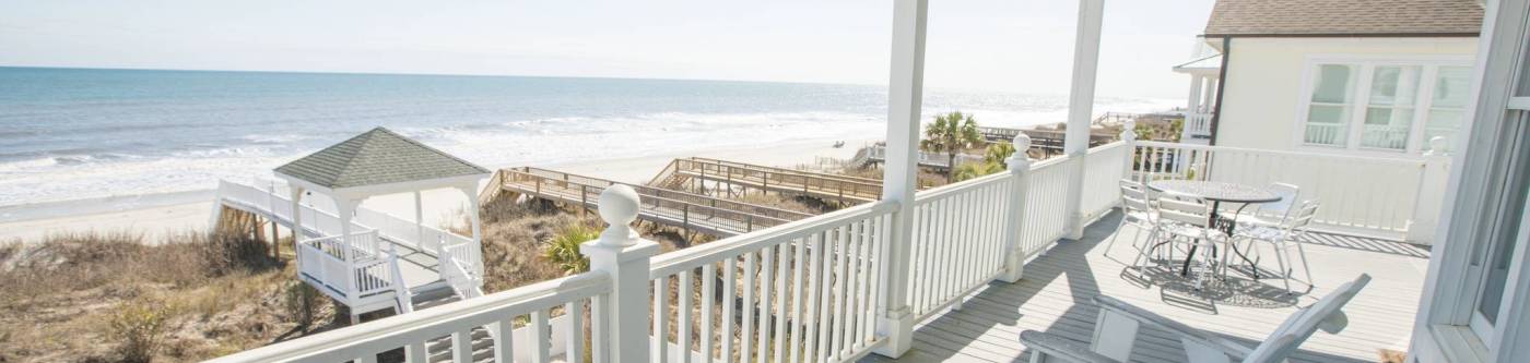 A balcony of an Ocean Isle Beach vacation rental